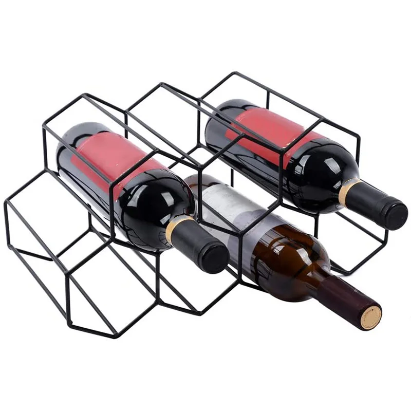 

New Black Honeycomb Countertop Type 7-Hole Space-Saving Red And White Wine Rack Home Living Room Wine Rack Decoration