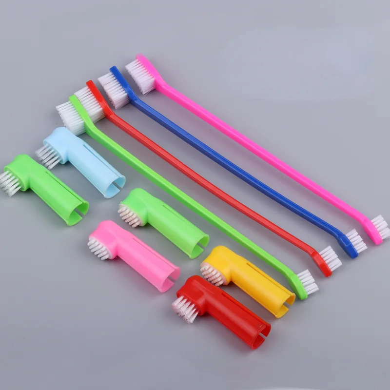 

Dog toothbrush double-headed cat tooth cleaning tool massage care tooth finger brush pet supplies