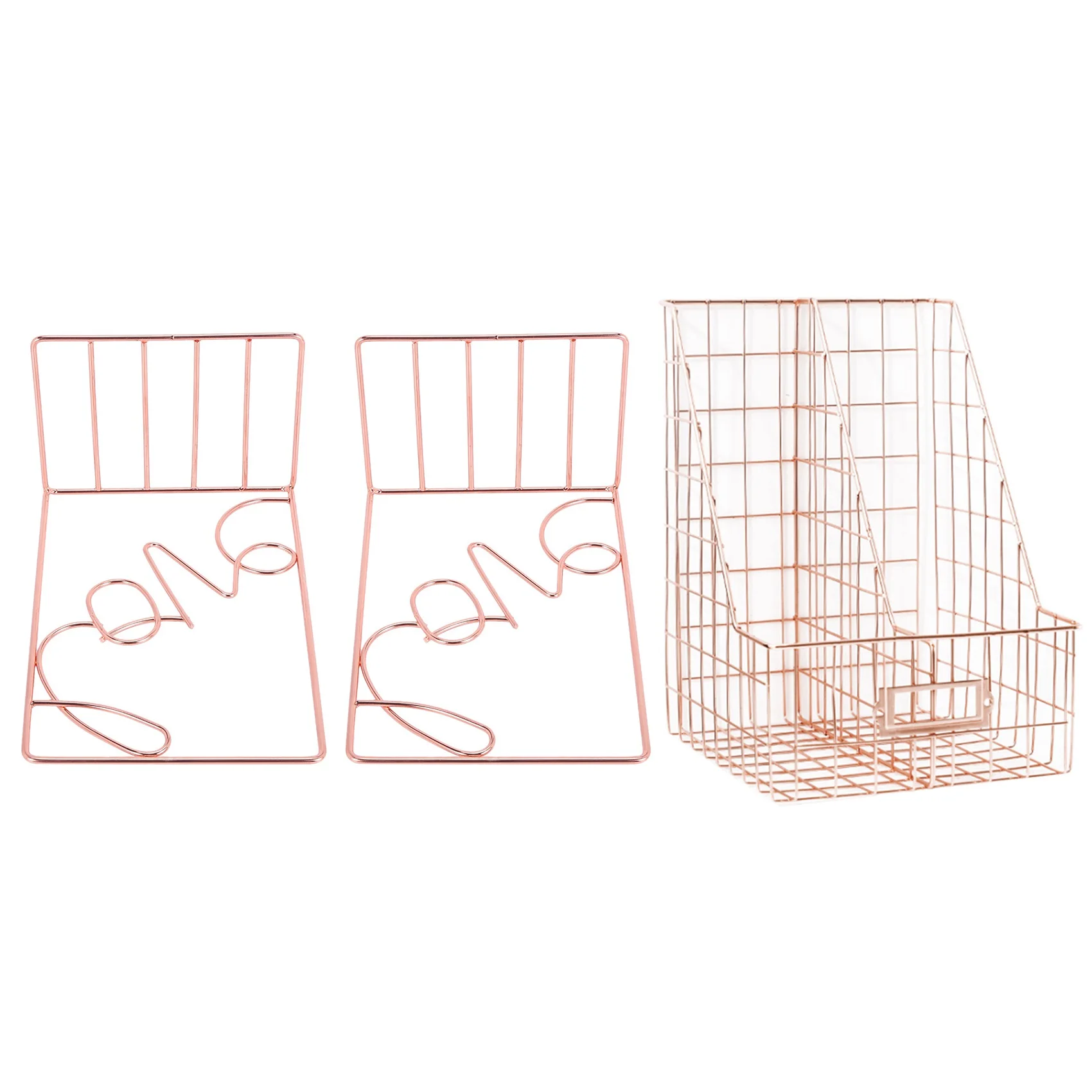 

2Pcs Creative Love Shaped Metal Bookends Desk Storage Holder With Desk Organizer Bedroom Home Office Mesh Book Shelf