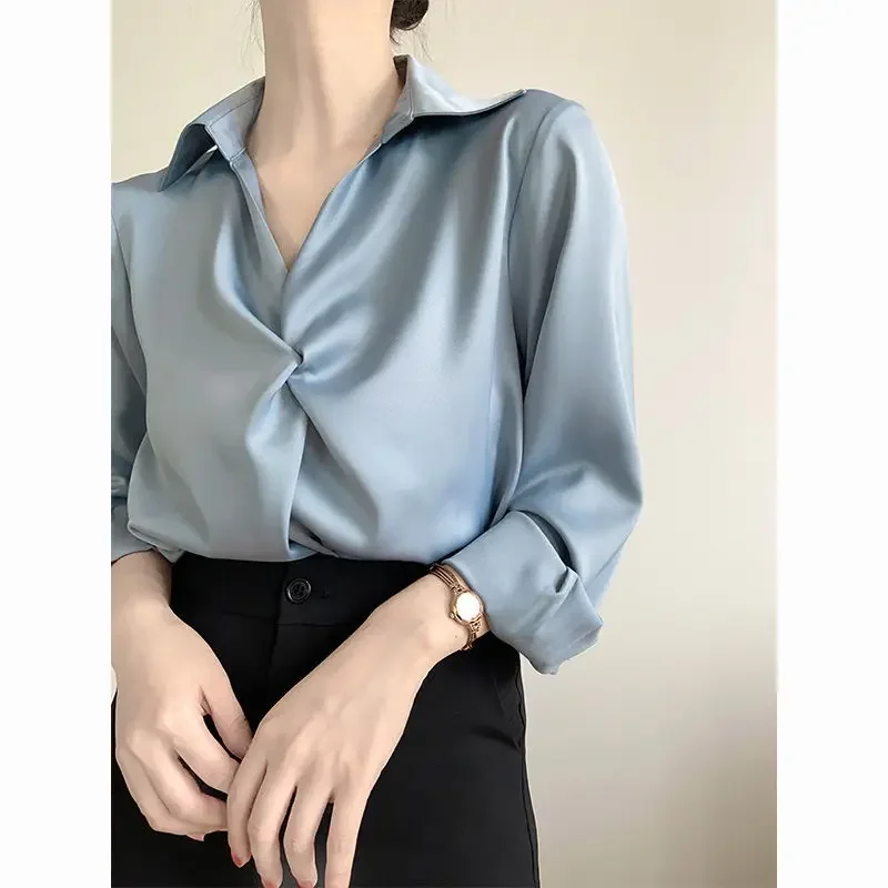 Шифоновая рубашка для женщин на раннюю осень тонкая профессиональная деловая