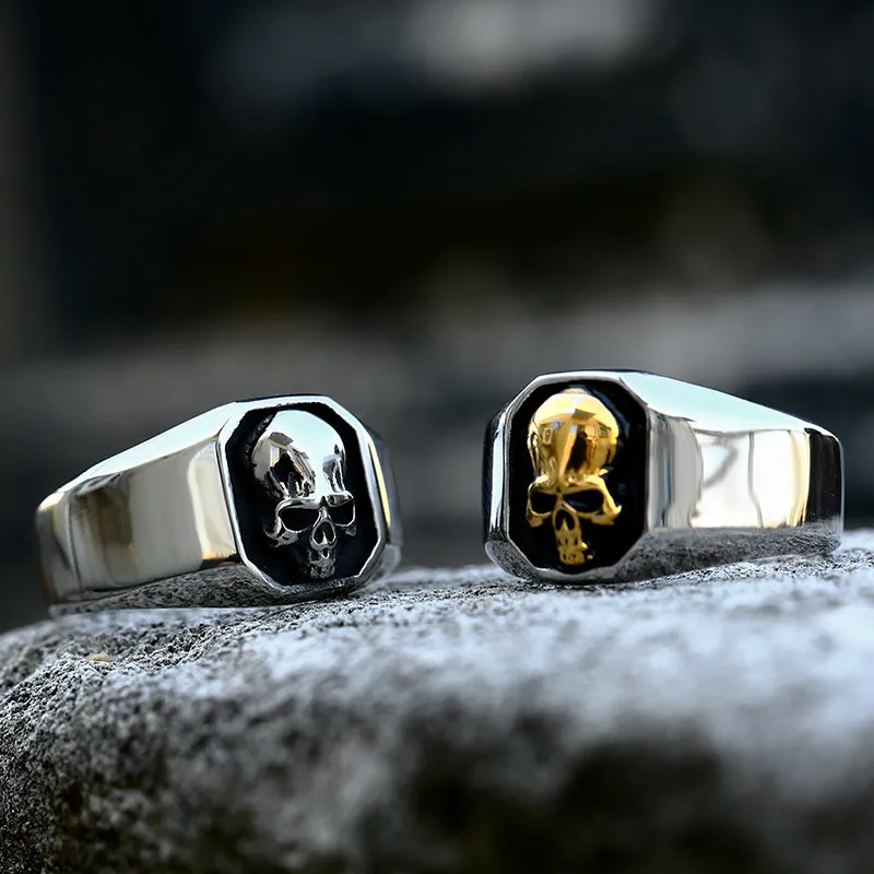

Polish Skull Ring Stainless Steel Retro Punk Rock Gothic Biker Style Men Boys Skeleton Ring
