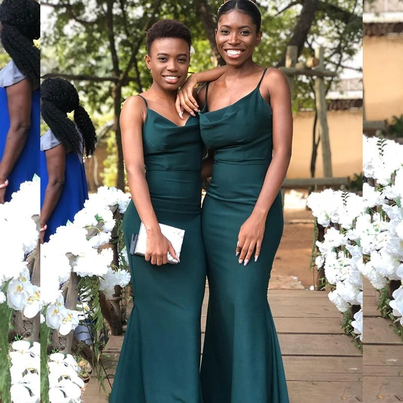 

Простые зеленые платья подружки невесты длиной до пола с юбкой-годе, платье в африканском стиле для гостей свадьбы, платье, подружка невесты, женское платье