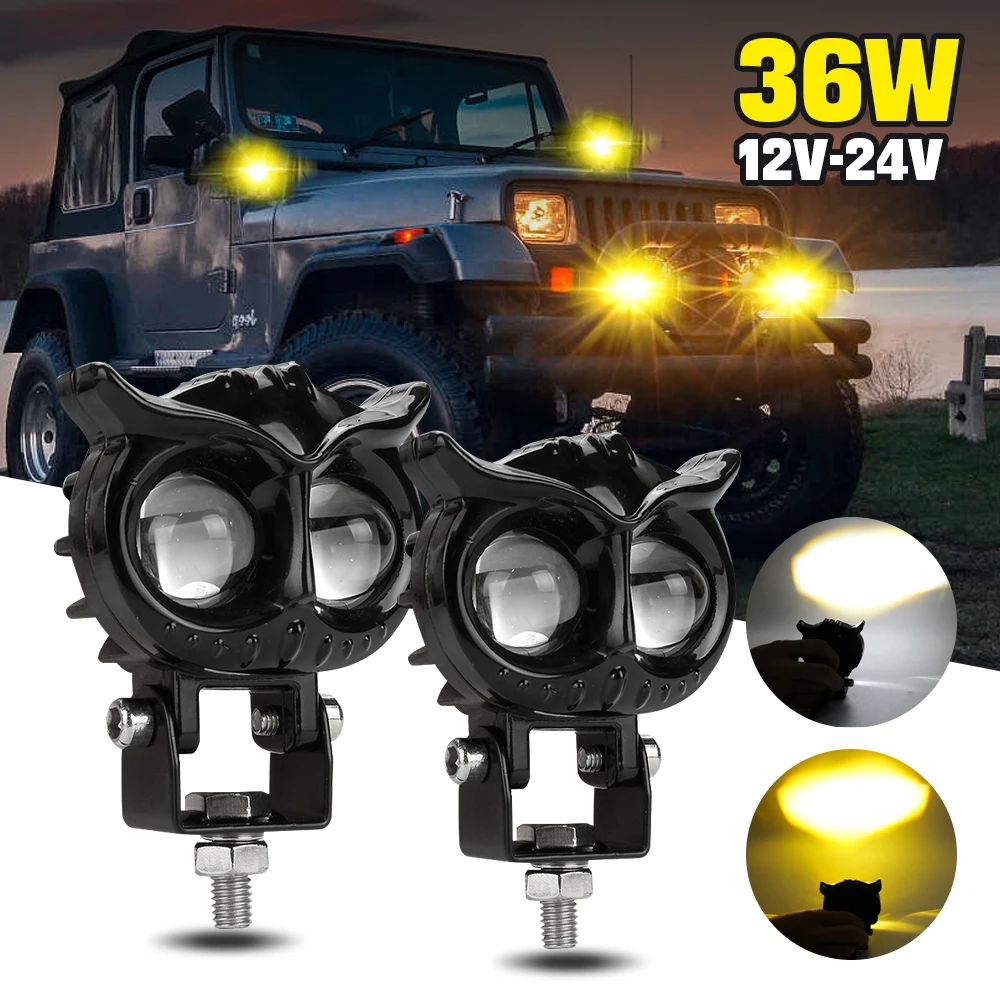 

OKEEN LED Motorcycle Headlight Yellow Fog Lamp With Lens 6000K 3500K Led Driving Light For Car Truck Off Road Spotlights 12V-24V