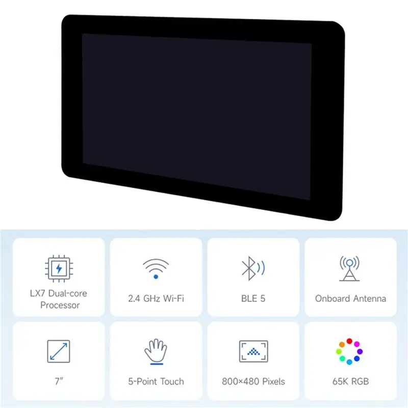 Фото Плата разработки 6X ESP32-S3 с 7-дюймовым сенсорным дисплеем 800X480, Wi-Fi, Bluetooth 5 для GUI, LVGL, HMI, ESP32 №1