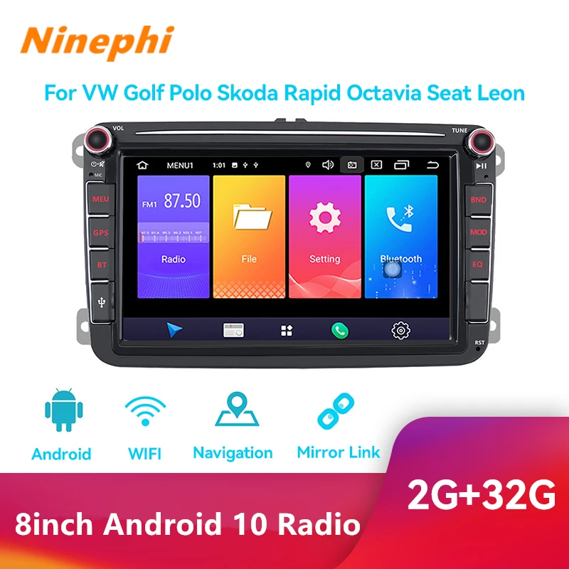 Android 10 For VW Volkswagen Golf Polo skoda rapid octavia Radio Tiguan Passat b7 2 Din Car Multimedia Player GPS Car Audio 12V