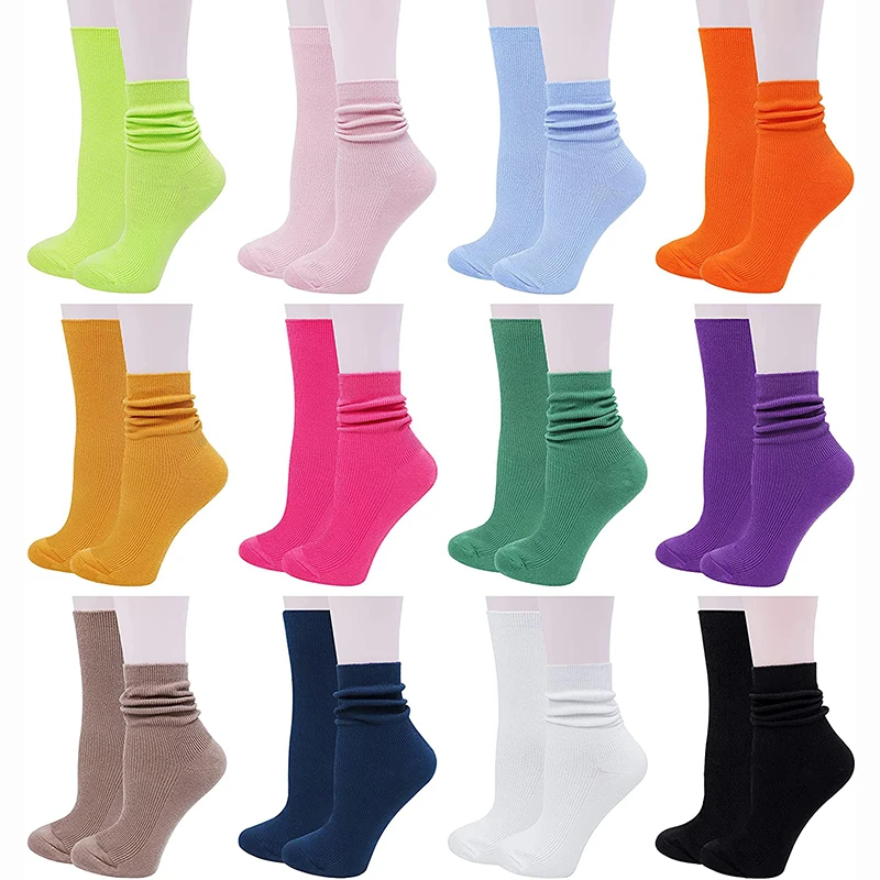 Summer Candy Color Cotton Women Socks White Fluorescent Solid Vintage Mid Hip Hop Socks Skateboard Street Dance Girl Socks 1pair