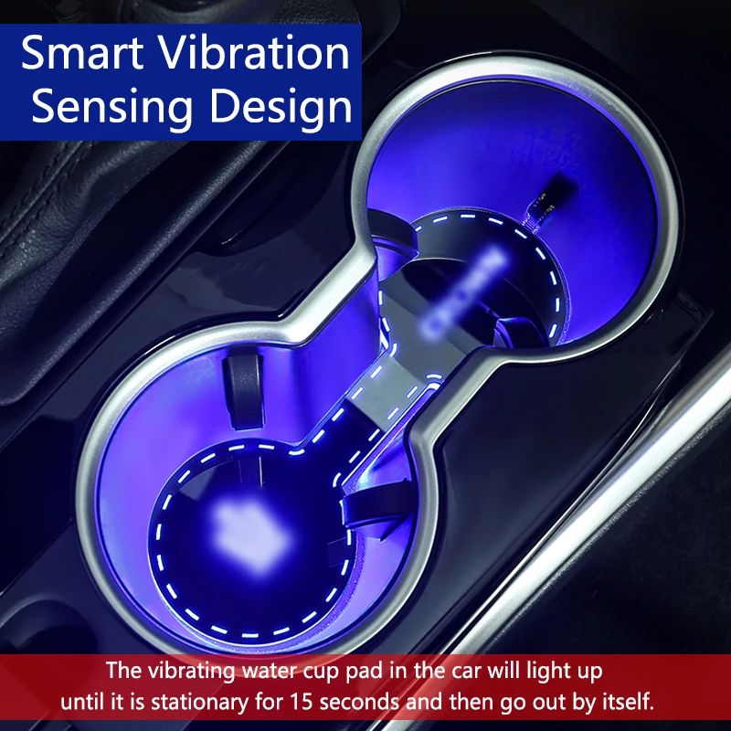 

QHCP Car Smart LED Water Cup Pad Atmosphere Light Water Holder Mat Lamp Coaster Ambient Lighting For 22 Highlander/Crown Kluger