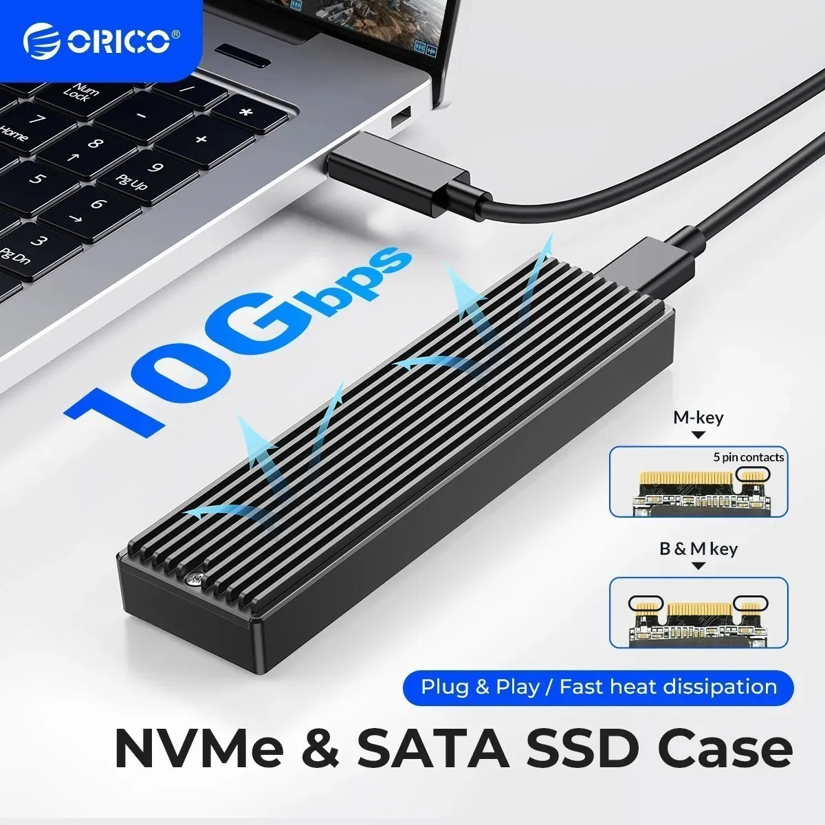 ORICO M2 SSD чехол NVMe USB Type C Gen2 10 Гбит/с PCIe SATA NGFF 5 M.2 NVME корпус диск коробка
