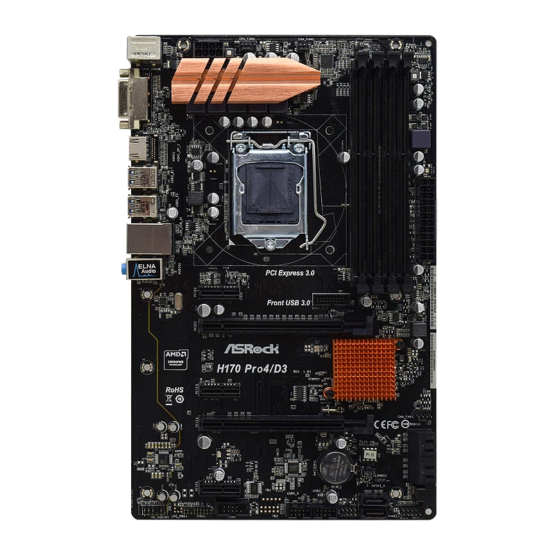 

Для ASRock H170 PRO4/D3 1151 материнская плата DDR3 ram 64GB Материнская плата 1151 intel H170 SATA 3 USB 3,0 ATX для Core i5-6500 cpus