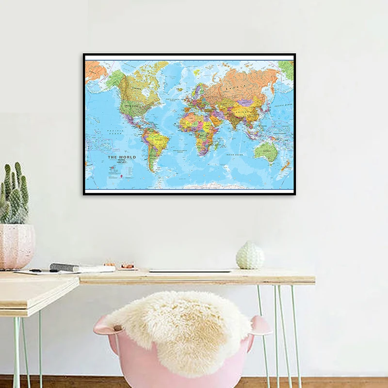 

Map of The World 70*50cm Wall Art Poster Unframed Canvas Painting Decorative Print Room Home Decor School Teaching Supplies