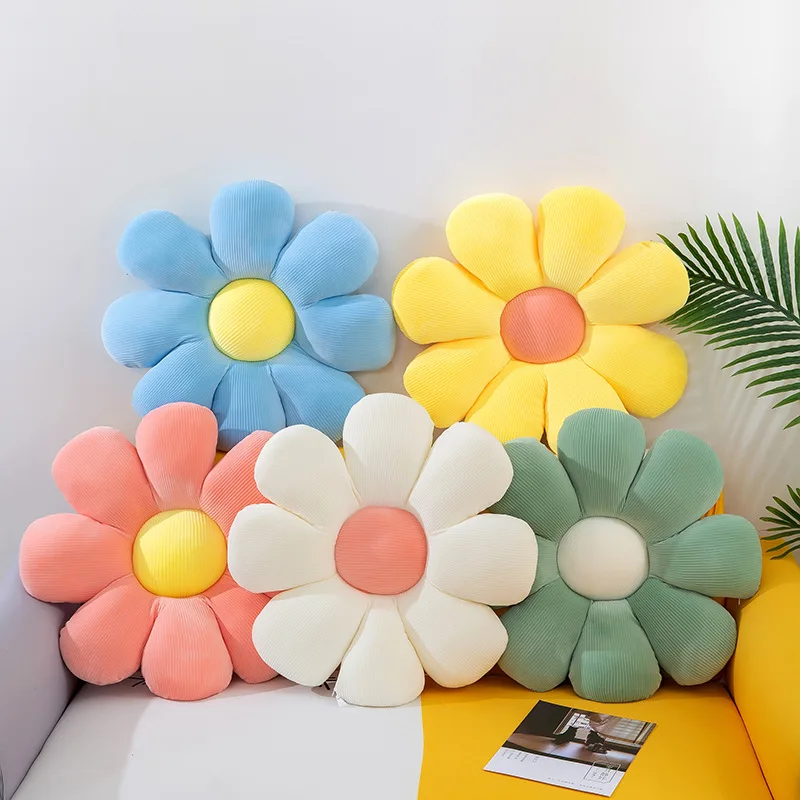 

1 Pcs 38/55/75cm Plush Cotton Filled Six-petal Flower Daisy Throw Pillow Sofa Bedside Cushion Office Chair Lumbar Pillows