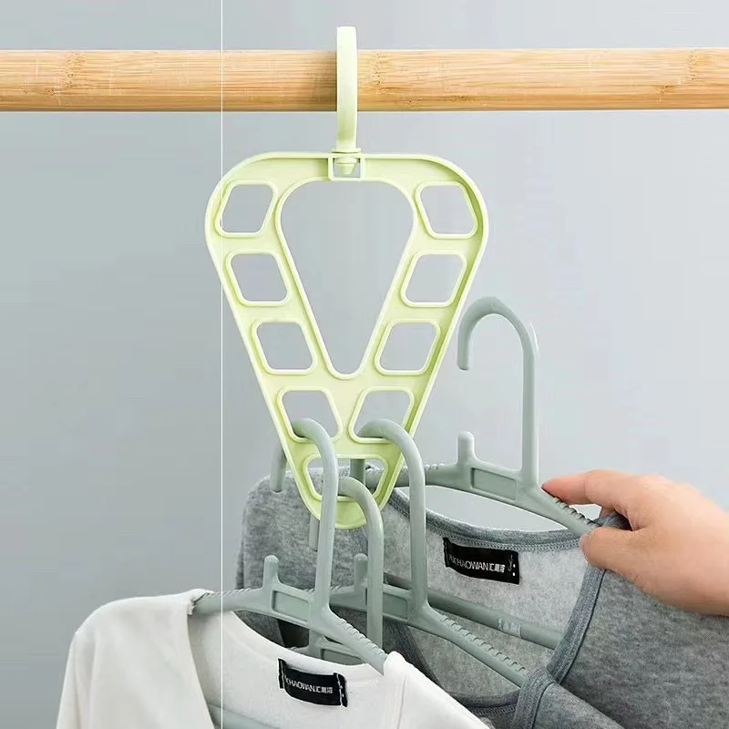 5pcs Magic Multi-Port Support Hangers For Clothes Drying Rack Triangle 9 Holes Clothes Rack Drying Hanger Storage Hangers