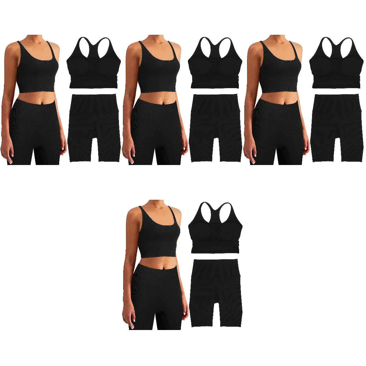 

Комплект из 4 шорт с высокой талией, Женский костюм для йоги, майка, спортивный костюм, бесшовная одежда, нейлоновая одежда для фитнеса