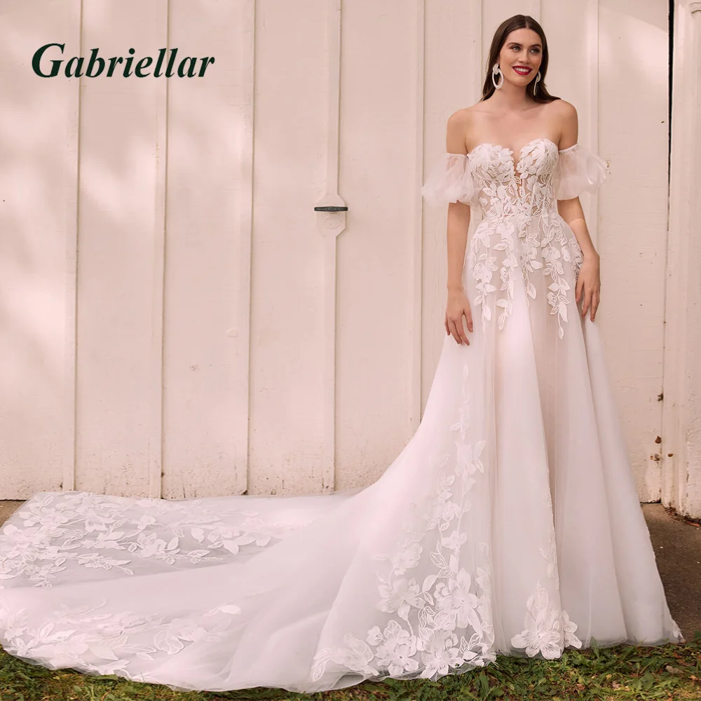 

Gabriellar Delicate Sweetheart Backless Wedding Dresses 2023 Floral Appliques A-line Wedding Gowns Abito Da Sposa Customer Made