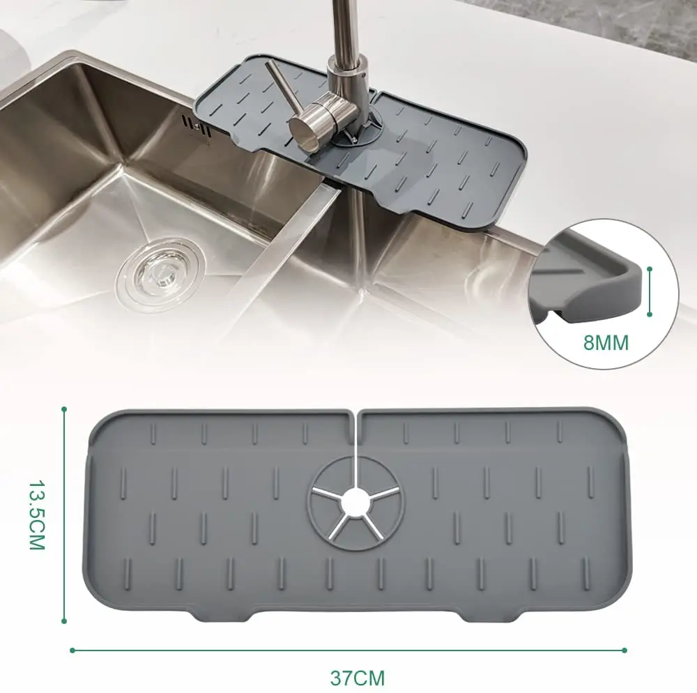 

Kitchen Sink Splash Guard Silicone Faucet Splash Catcher for Sink Silicone Faucet Mat Faucet Washers Faucet Absorbent Mat