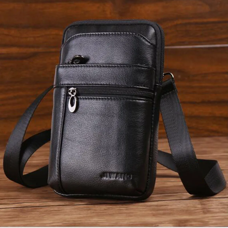 

New Men's Vintage Genuine Leather Cowhide Hook Belt Buckle Shoulder Messenger Crossbody Fanny Waist Bag Wallet Pouch