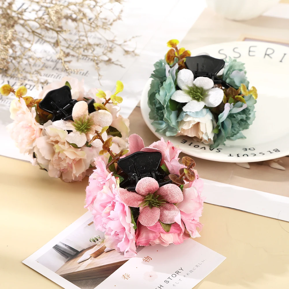 9 см Искусственный цветок волос Краб зажим для Когти женщин Роскошные свадебные