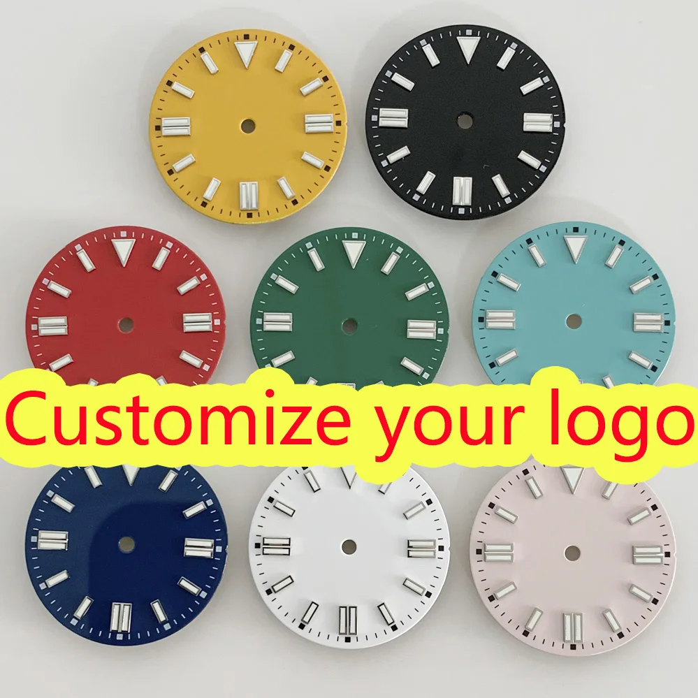

28.5mm colored enamel green luminous dial suitable for NH35/ETA2836/Japan 8215 custom dial watch accessories 2