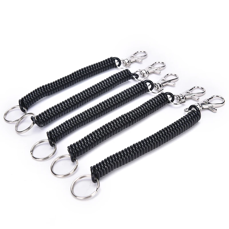 

2PCS Tactical Retractable Plastic Spring Elastic Rope Securit Gear Tool Hiking Camping Keychain