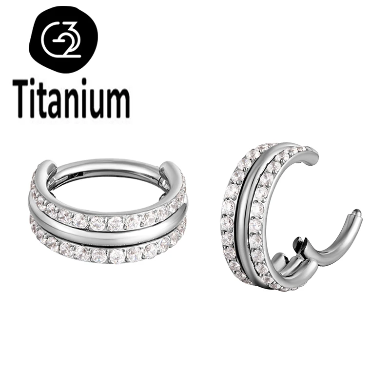 

Серьги-кольца из титана для пирсинга носа, ювелирные украшения для прокола хряща козелка и завитка ушной раковины, цирконий, 1 шт., ASTM F136