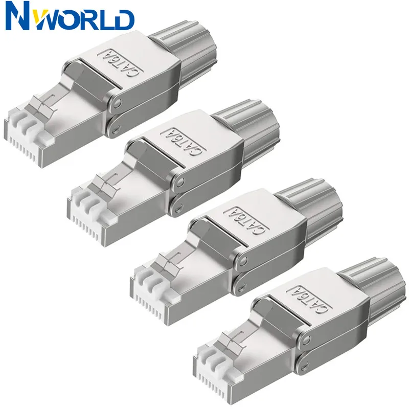 

4 шт., многоразовые экранированные Разъемы RJ45 Cat6A Cat7 Cat8