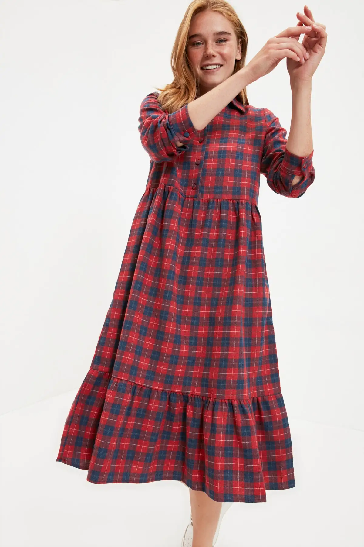 

Trendyol Plaids Flounces Dress TWOAW22EL0687