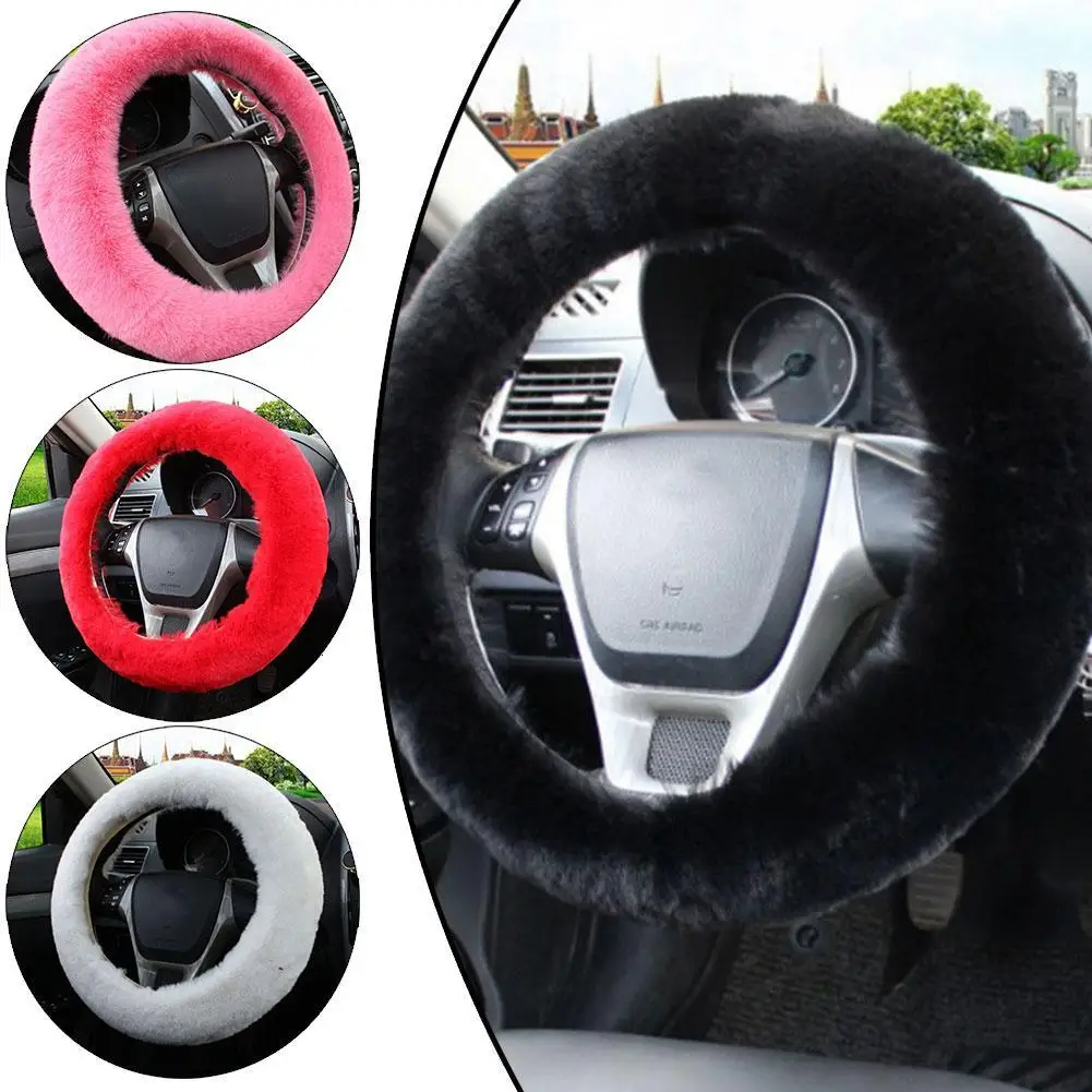 

Universal Pure Wool Car Steering Wheel Covers Winter Ultra Soft Warmth Steering Wheel Covers Luxurious Car Interior Accessories