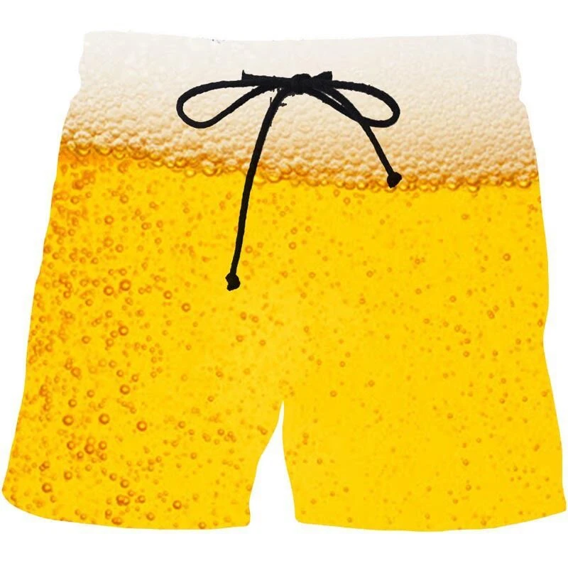 Beer Graphic Board Shorts Pants Men 3D Gulf Casual Printed Beach Summer Cool Surf Swim Trunks Hawaii Swimsuit Ice
