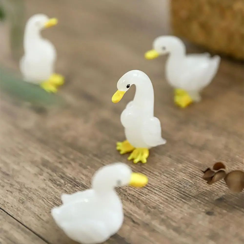 

Simple Animal Statue Home Decoration Desktop Mini Sculpture Glass Duck Ornament Duck Figurines Garden Accessories