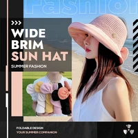 foldable sun hat for women summer fashion wide brim sun hat cotton polyestert beach hats dropshipping
