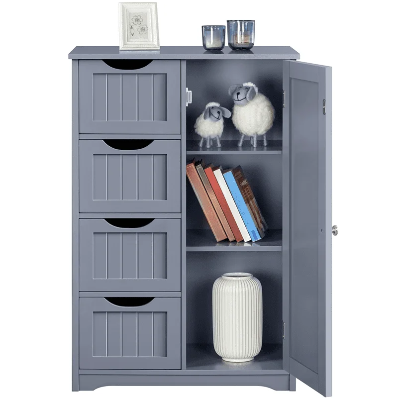 

Bathroom Cabinet Bathroom Storage Unit with 4 Drawers, Gray