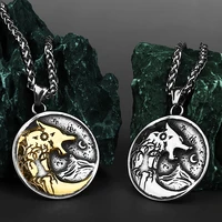 316l stainless steel vintage viking wolf and yggdrasil rune necklace mens tree of life amulet rune biker pendant jewelry gift