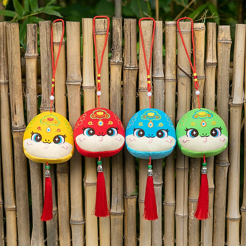 7/10cm Cute Chinese New Year Zodiac Snakehead Pendant Plush Keychain Bag Stuffed Doll Lucky Mascot For Children Gifts
