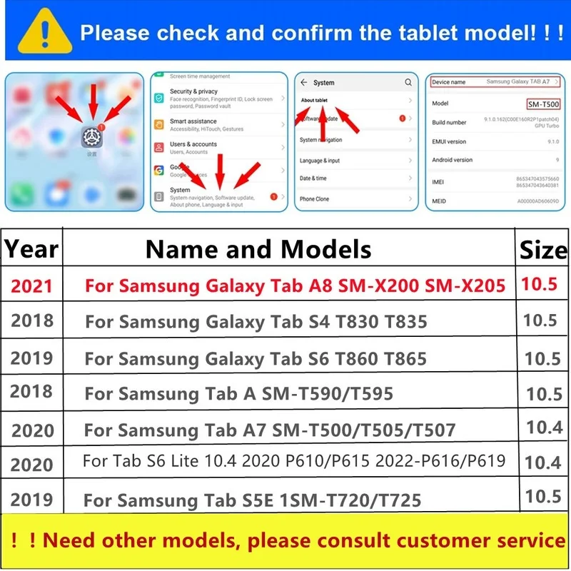 Case For Samsung Galaxy Tab A8 2021 SM-X200 X205 For A7 10.4 T500 T220 T290 S5E T720 10.5 T860 T590 For Tab S6 Lite P613 Cover images - 6