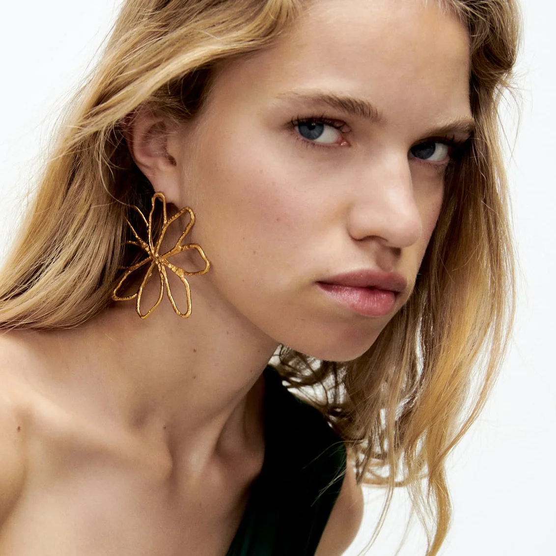 

Za Gold Color Geometric Flower Earrings for Women Jewelry