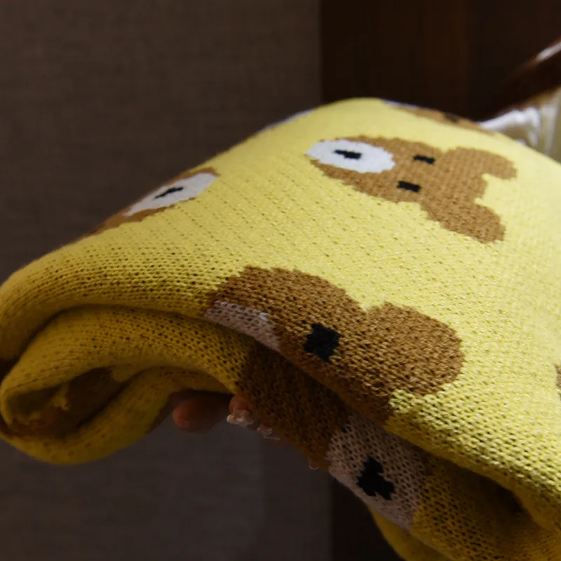 Скандинавская Милая одеяло голубого и желтого медведя детское мягкое милые