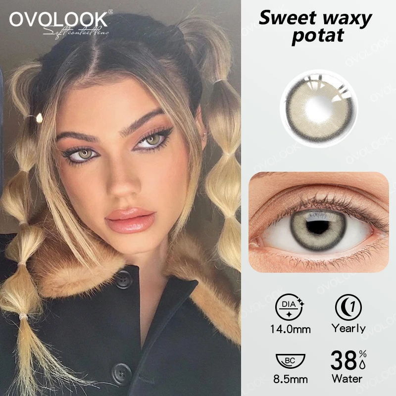 2pcs colored contact lenses with diopters graduated beautiful pupil prescription correct myopia hydrophilic cosmetics accessory free global shipping