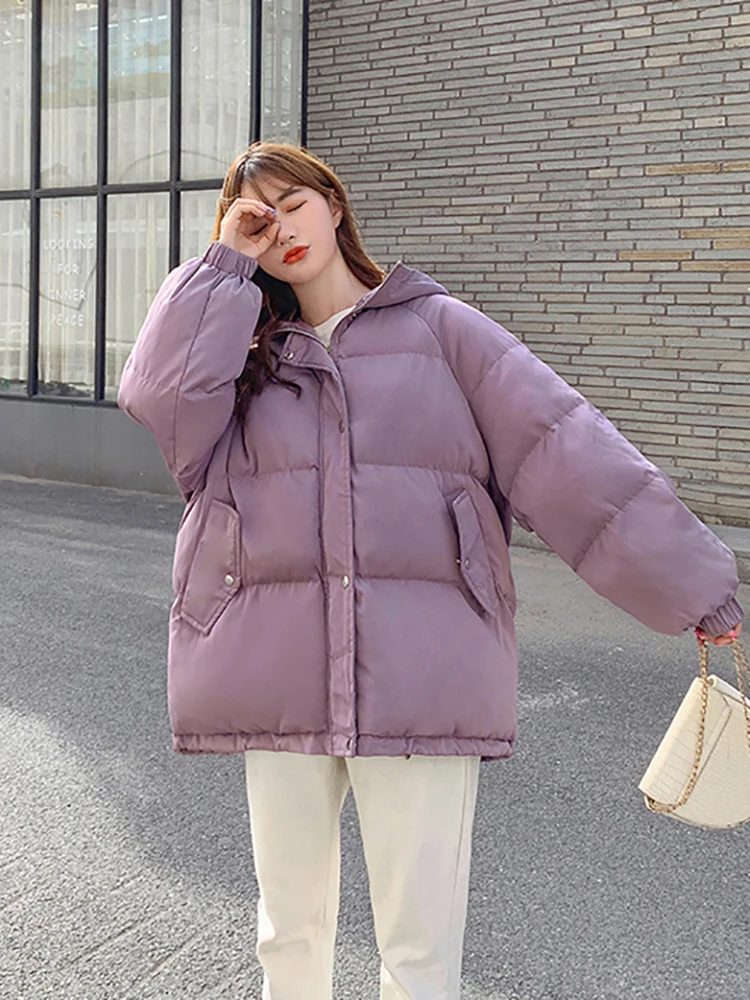 New 2022 Women Short Jacket Winter Thick Hooded Cotton Padded Coats Female Korean Loose Puffer Parkas Ladies Oversize Outwear
