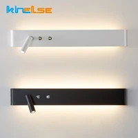 modern led wall lamp with switch 306090cm simple long strip updown decor backlit lights hotel headboard bedside reading lamp