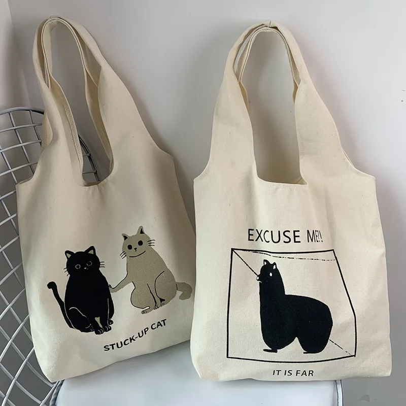 

Design Printed Ladies Handbags Underarm Shoulder Bag Fashion Simple Large Capacity Shopping Bag Harajuku Student Canvas Tote Bag