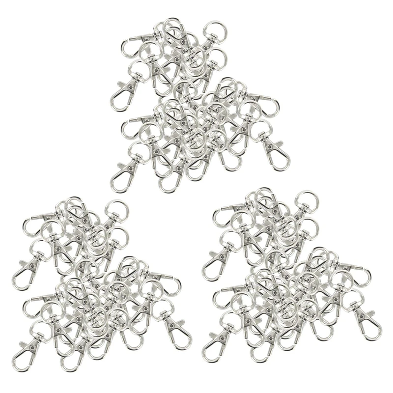 

HOT SALE 90Pcs Swivel Carabiners Keychain Silver Color