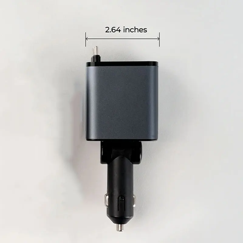 

Автомобильное зарядное устройство USB Type-C 120 Вт, быстрая зарядка, выдвижной кабель с адаптером QC для iPhone и Android