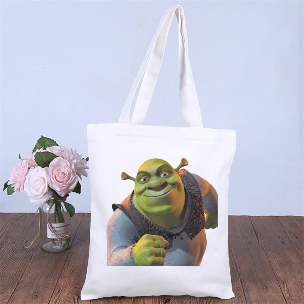 

ReadyHandbag Shrek Comedy Film Shoulder Canvas Bags Teens Storage Pocket Double Print Fitness Shopper HandBags Capacity Tote Bag