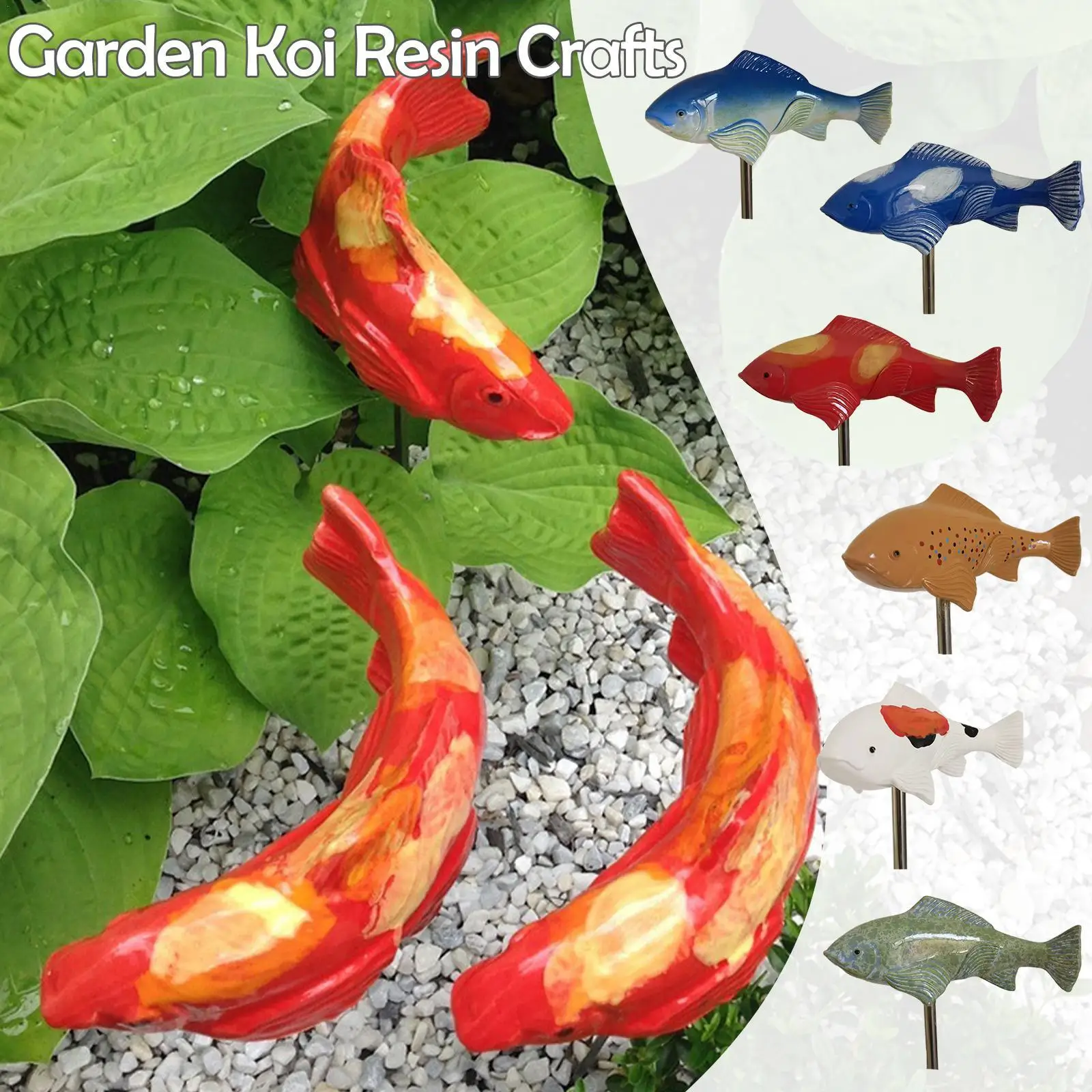 

Colorful Fish Garden Kois Miniatures Courtyard Garden Sculpture Creative Fish Arts Landscape Decor Resin Crafts Garden Ornament