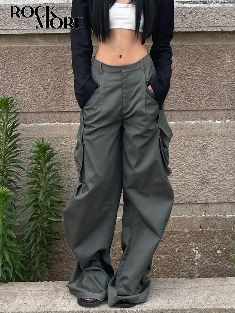 

Rockmore винтажные мешковатые широкие брюки для бега Y2K уличные свободные брюки-карго с карманами Капри женские повседневные брюки