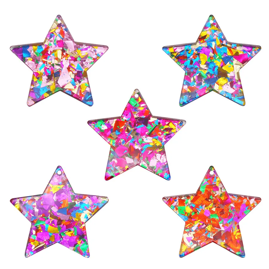 

10 шт. Акриловые блестки Звезда Шармы Пластиковые Пентаграмма Кулон Для Серьги Ожерелье Браслет Ручной Работы Ювелирные Изделия Diy Аксессуар