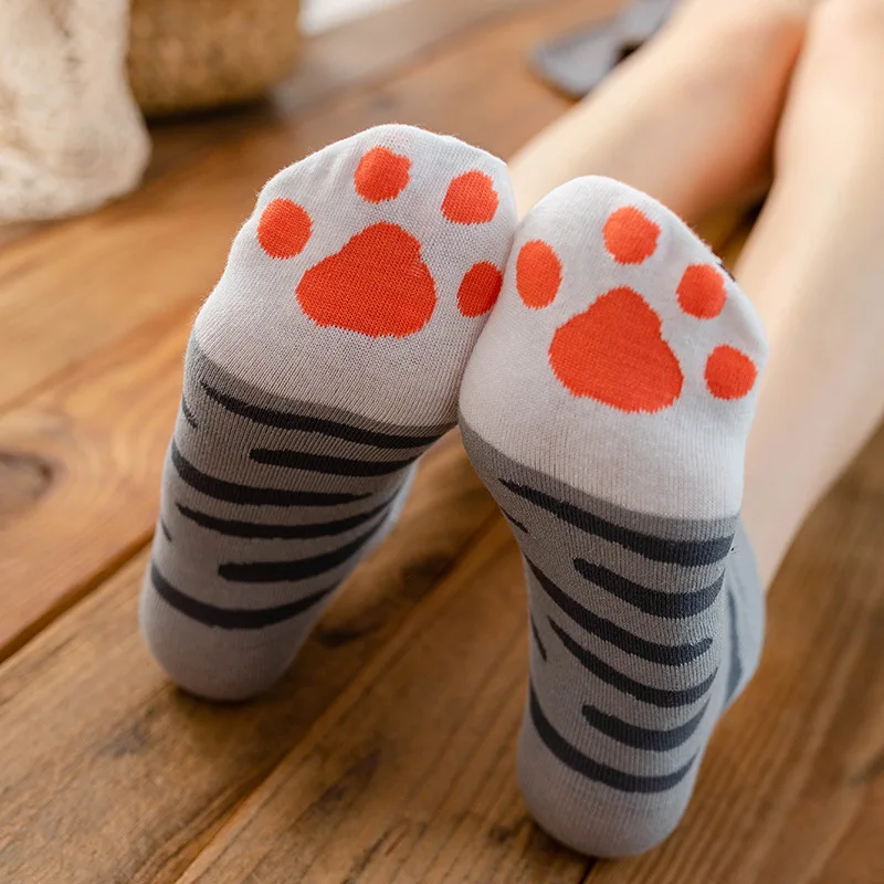 Women Cats Paw Short 3d Socks Cute Funny Fashion Standard Girls Cartoon Animal Fingers Sock Hosiery Toe Zebra Tiger Cat Foot Sox