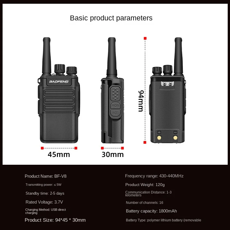 Baofeng Bf-v8 Portable Walkie Talkie Is Suitable for Outdoor Catering In Civil Hotels