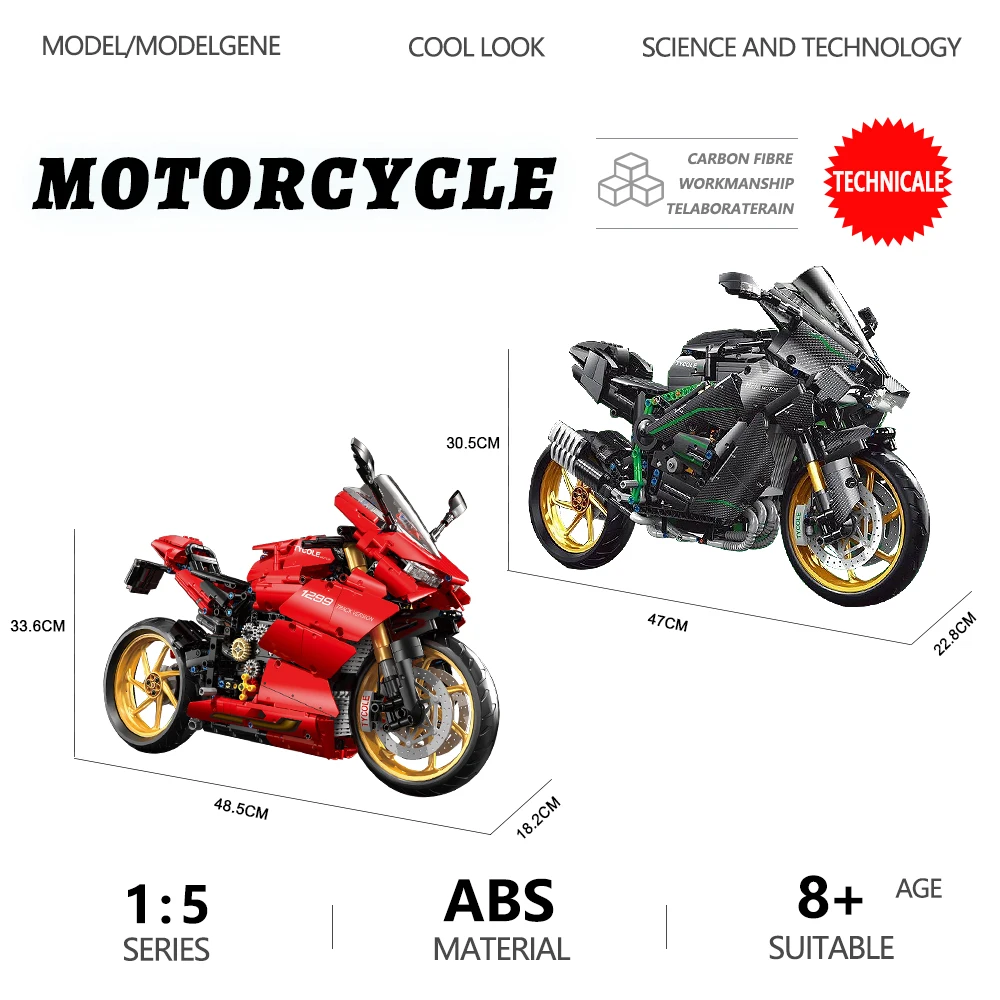 

Модель мотоцикла 1:5, строительные блоки, серия техническая MOC, гоночный автомобиль, кирпичи, мотоцикл, набор кирпичей, детские игрушки, подарки T4020