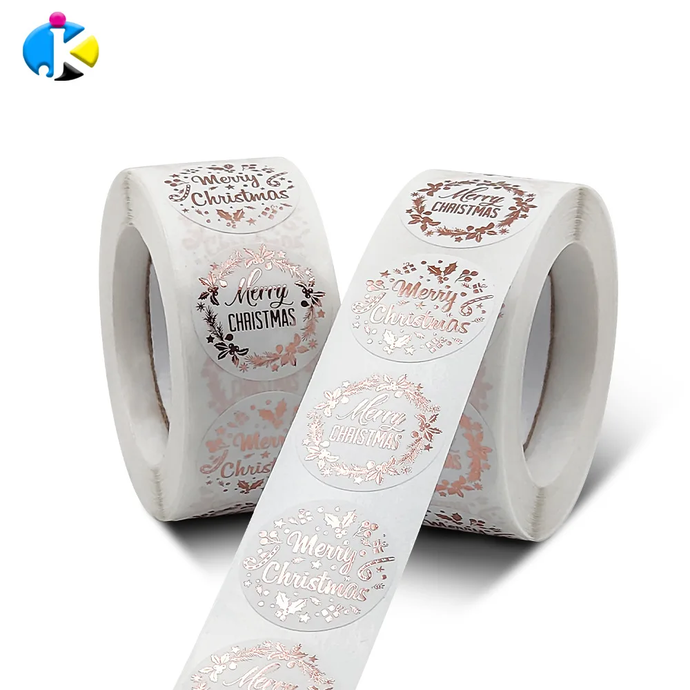 

New roll Christmas hot rose gold sticker Christmas gift card gift decoration sticker